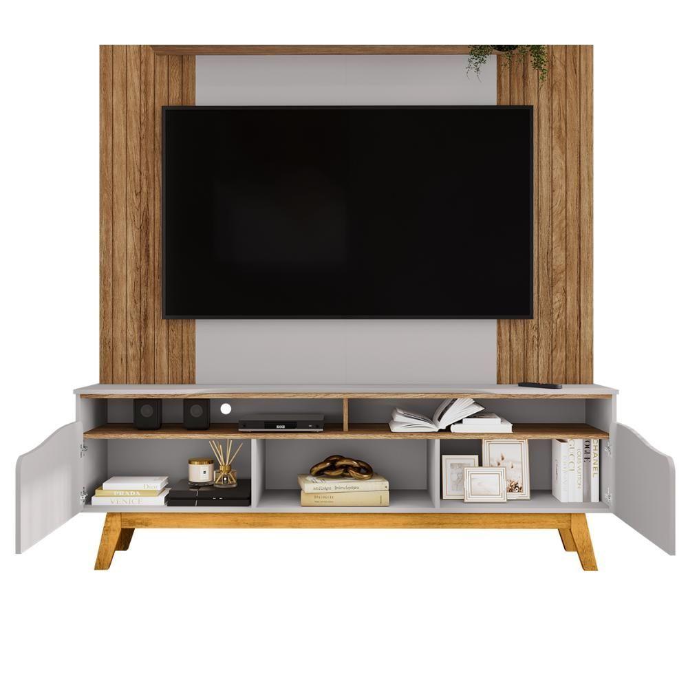 Miniatura Home Estante Rack Atalaia Para Tv Até 75 Polegadas Cinamomo/Off White