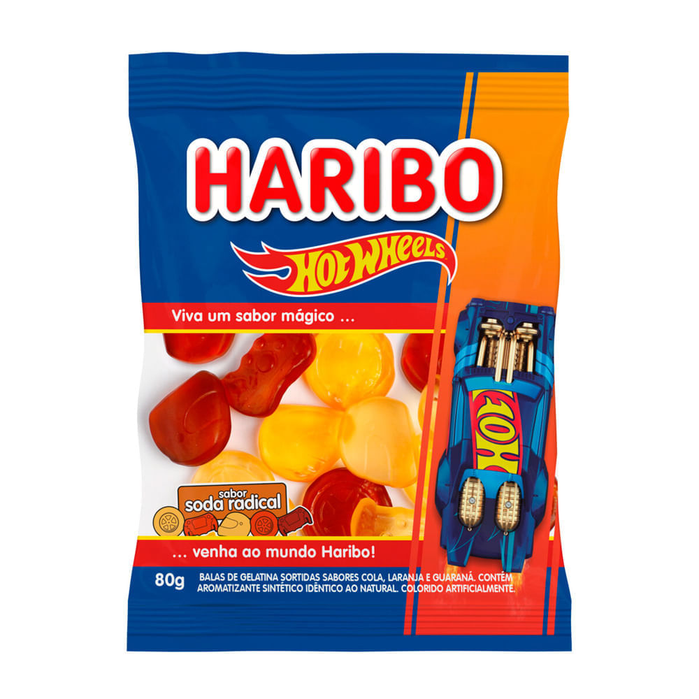 Miniatura Balas de Gelatina Haribo Hot Wheels Soda Radical 80g