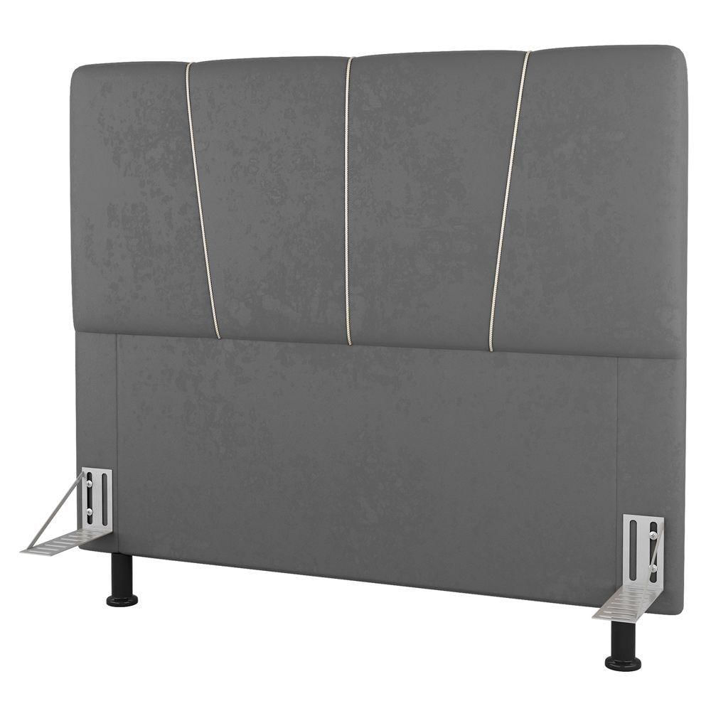 Miniatura Cabeceira Cama Box Casal Amber 140cm Estofada Linho Cinza - Abmaza