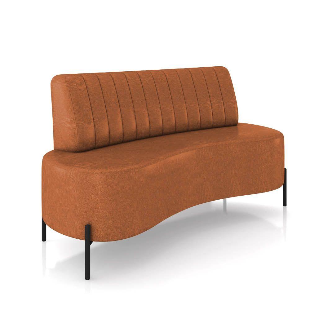 Miniatura Sofá 2 Lugares Living 160cm Pé Ferro Pto Maraú Sintético Pu Nozes K01 - D\'rossi