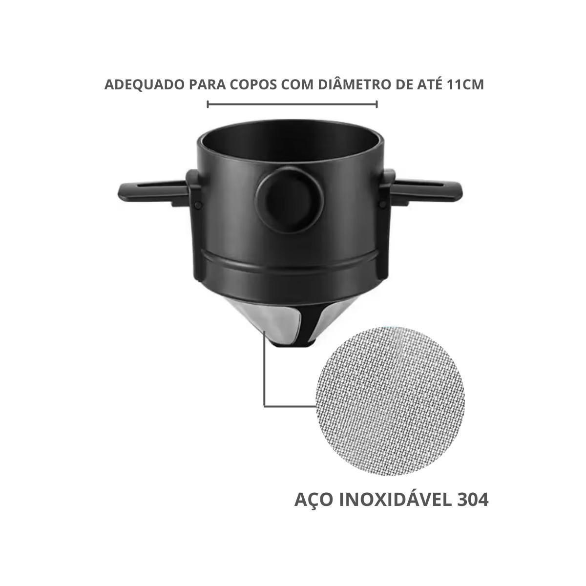 Mini Cafeteira Portátil Coador Filtro Inox Reutilizável Café