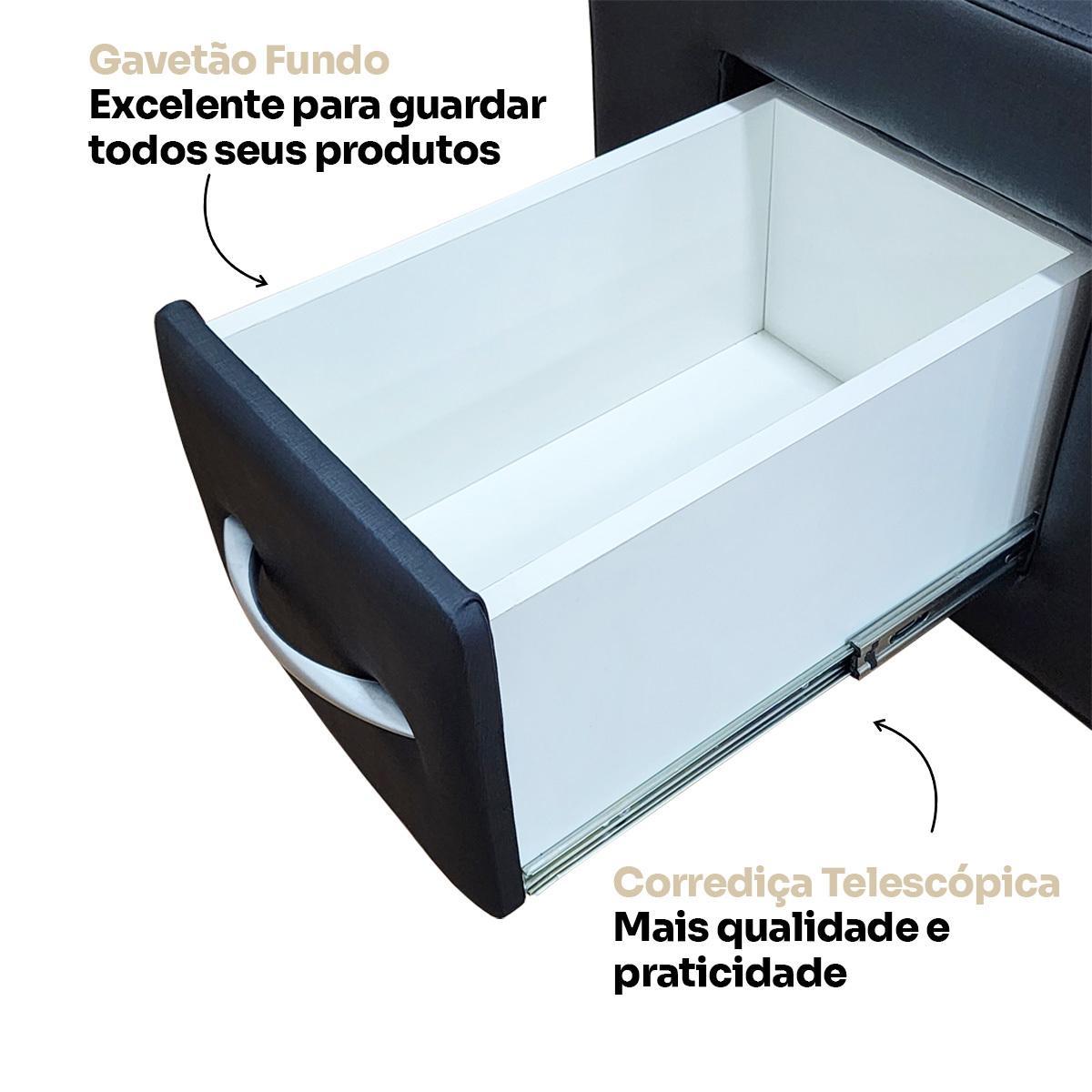 Cadeira Cirandinha Manicure Com Gavetão Rodas Gel E Apoio