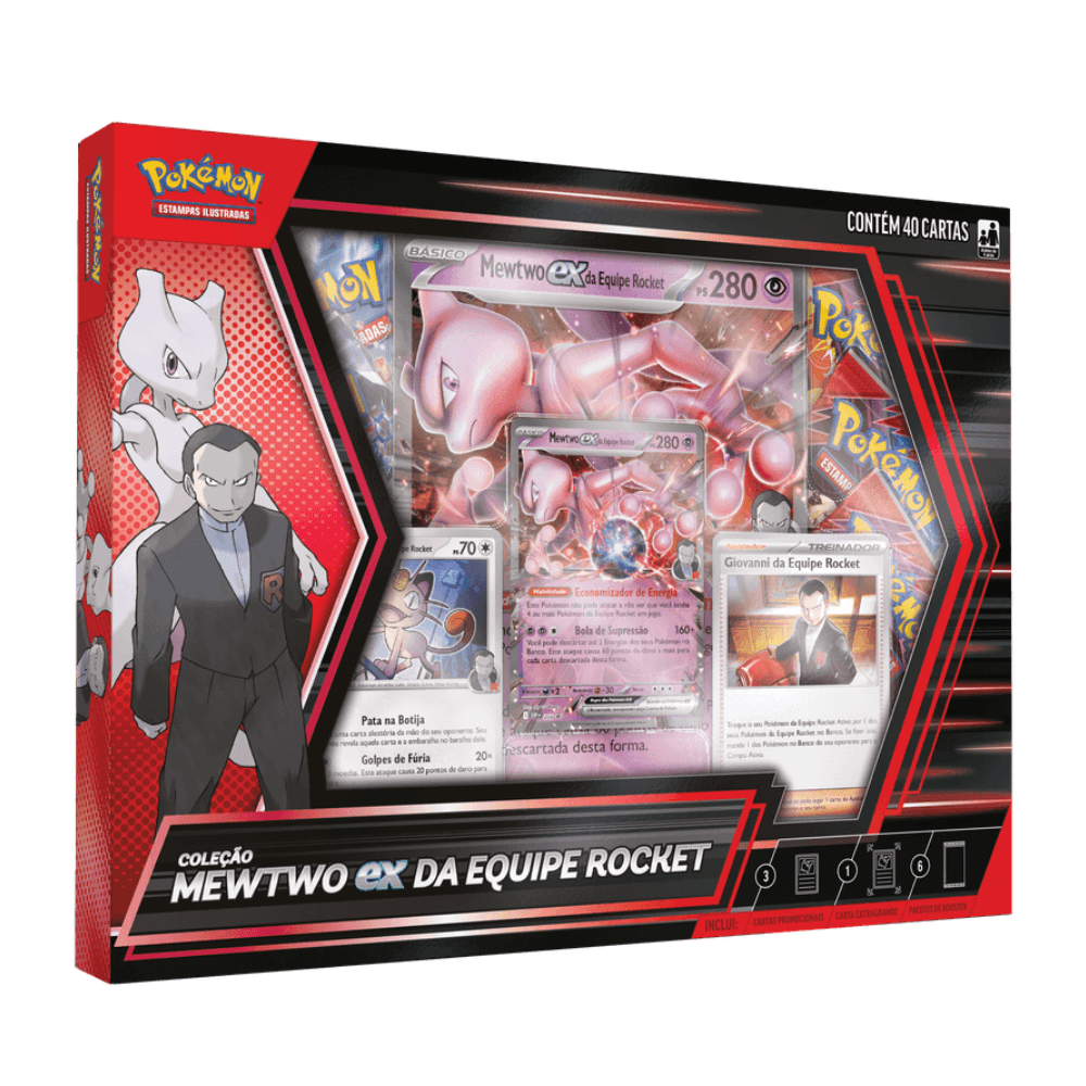 Miniatura Cartas Pokémon Box Coleção Mewtwo exGiovanni  40 Cards Copag