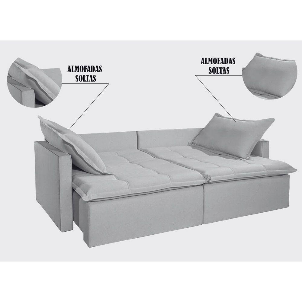 Miniatura Sofá Cama 3 Lugares Retrátil E Reclinável Belize Cinza Profundo