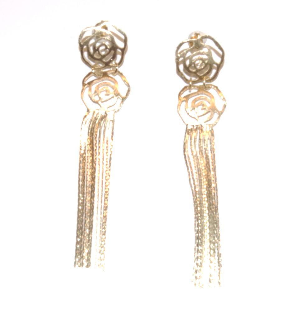 Miniatura Brinco Flor Com Franjas Folheado A Ouro