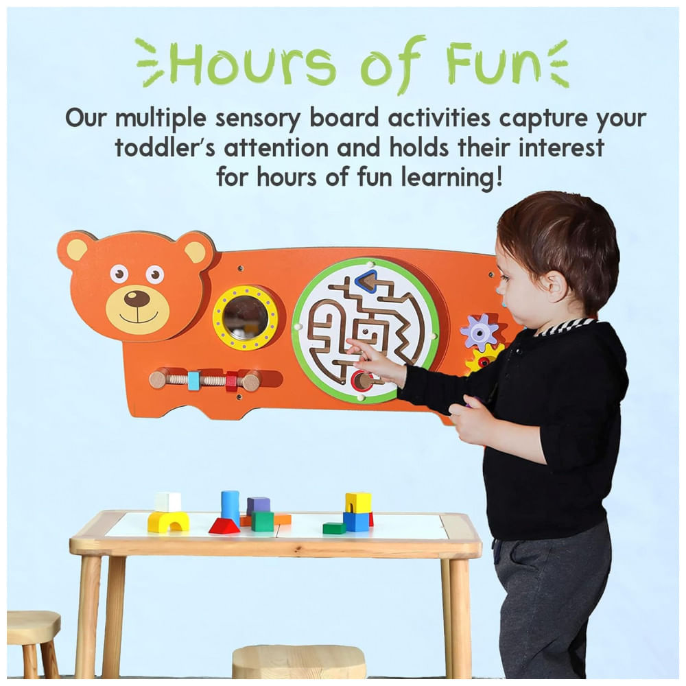 Miniatura Painel Interativo com Atividades Divertidas Sensoriais para Crianças de 3 Anos ou Mais, D DAKIN, Urso 110v