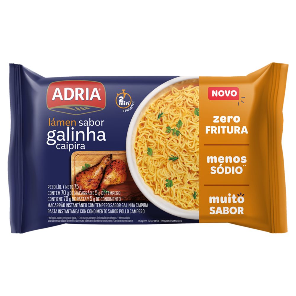 Miniatura Miojo Adria Lámen Galinha Caipira 75g