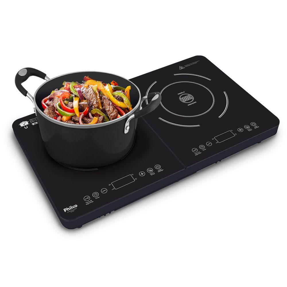 Miniatura Cooktop de Indução Portátil Philco 2 queimadores PCT20P 110V