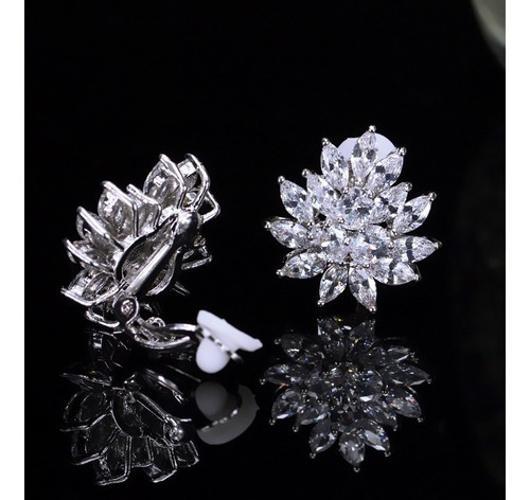 Brinco De Pressão Com Zirconia Noiva Casamento Prata Fixo