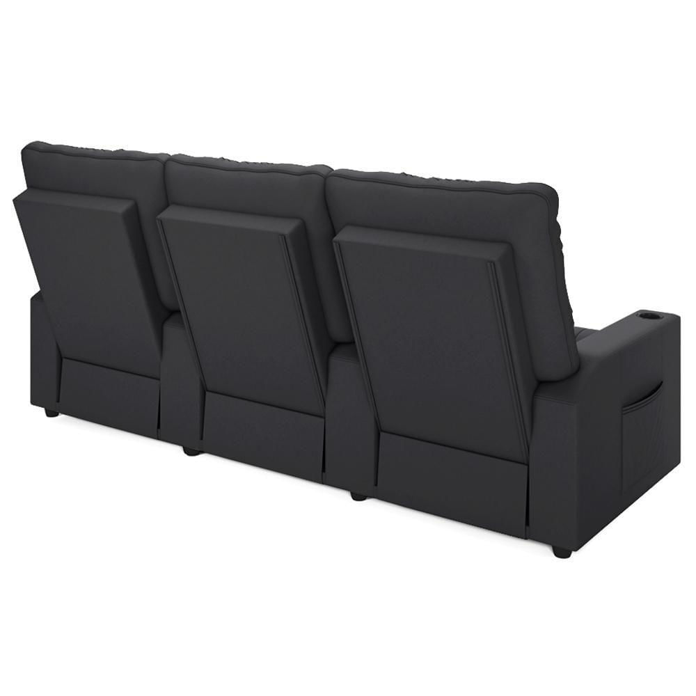 Miniatura Poltrona De Cinema Reclinável 3 Lugares Baú Usb Mallie Fh9 Veludo Cinza - Mpozenato