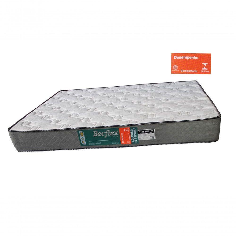Miniatura Colchão Espuma Solteiro Becflex Titan Diamond D80 kg/m³ 22cm altura. Semi-ortopédico. 0,78 x 1,88 x 0,22.