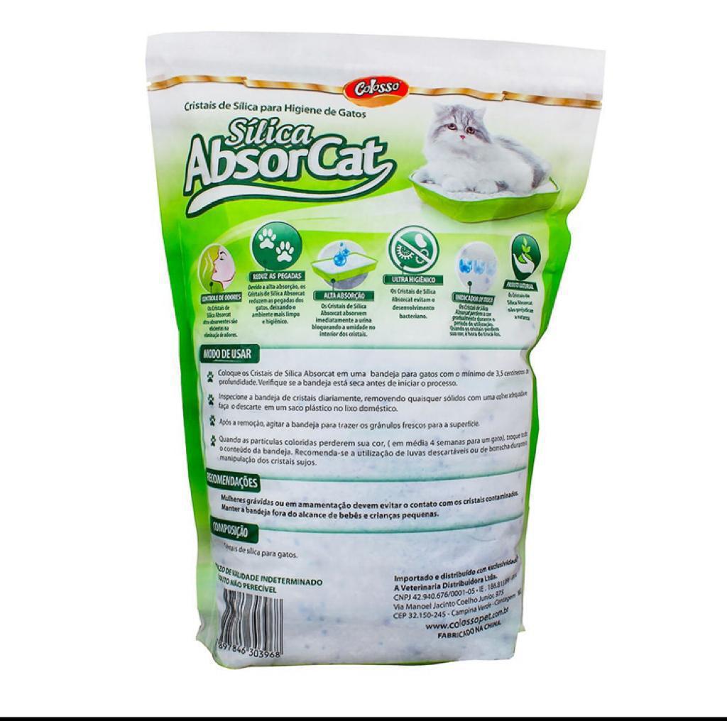 Miniatura Cristais De Sílica P/Higiene De Gatos Absorcat 1,6 Kg Colos