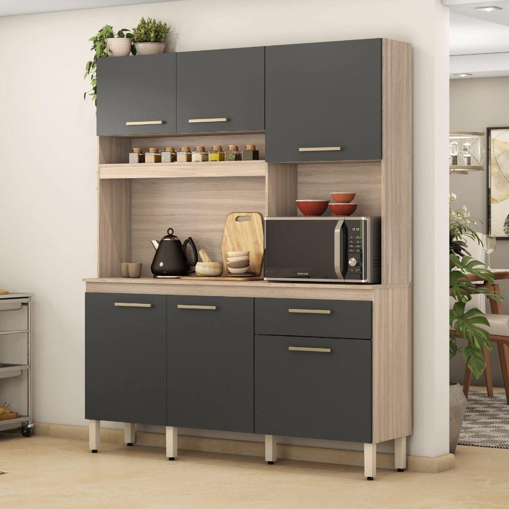 Miniatura Cozinha Demobile Alamo 6 Portas 1 Gaveta Avena/grafito