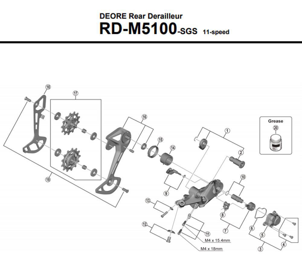 Miniatura Haste Externa Câmbio Traseiro Shimano Deore Rd-M5100-Sgs