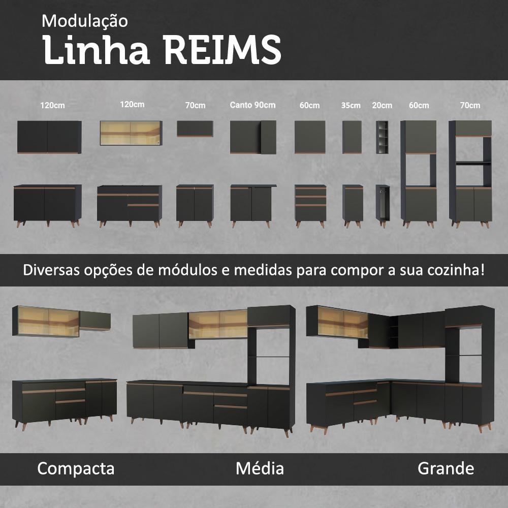 Cozinha Completa Madesa Reims 310002 com Armário e Balcão - Preto Preto