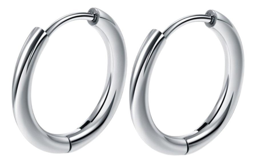 Miniatura Brinco Masculino Argola Liso Fina Prata Pequena Aço Inox