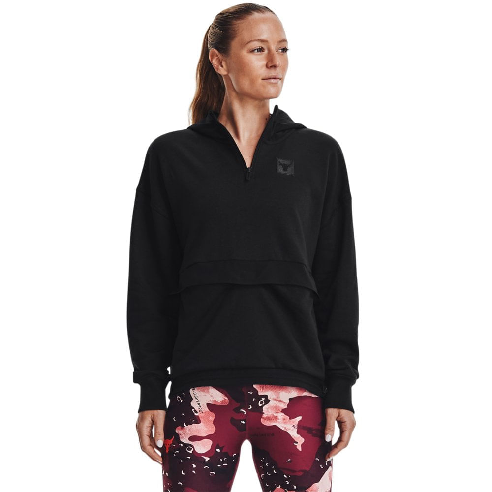 Miniatura Blusa de Treino Feminina Under Armour Project Rock Fleece 1/4 Preto - G