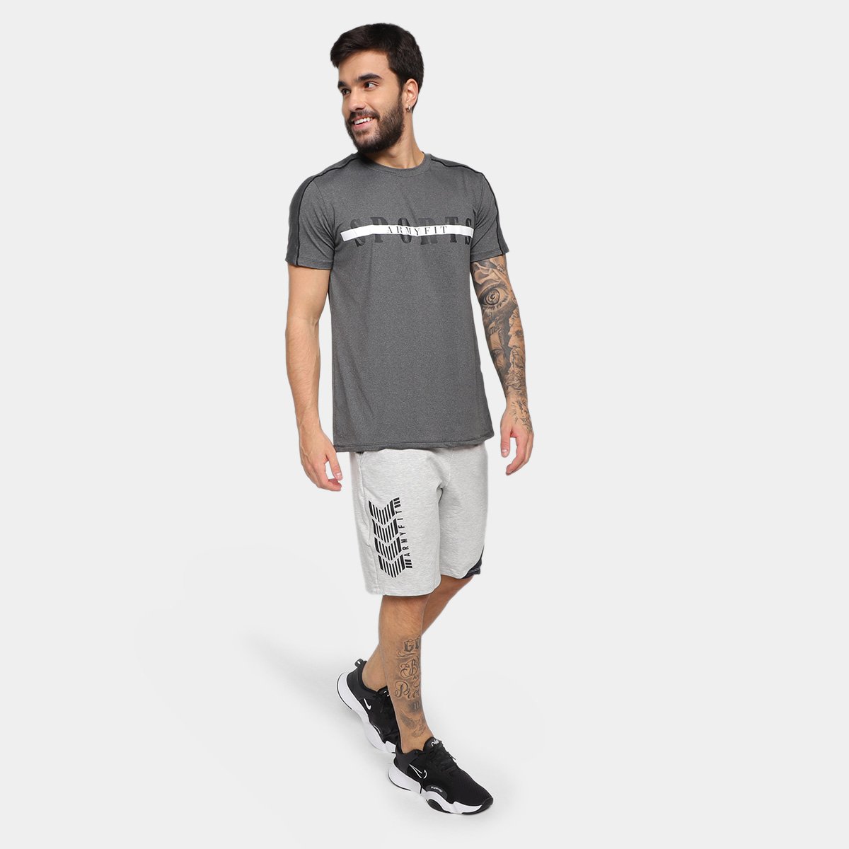 Miniatura Bermuda Estilo Do Corpo Run Masculina Mescla - G