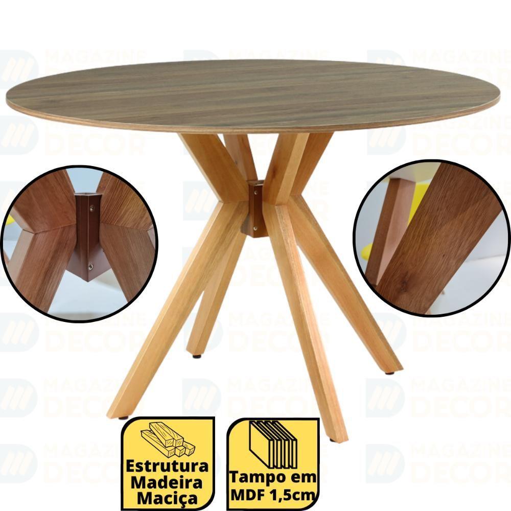 Miniatura Conjunto Mesa De Jantar Redonda Marci Natural 120cm Com 4 Cadeiras Eames Eiffel - Azul Claro