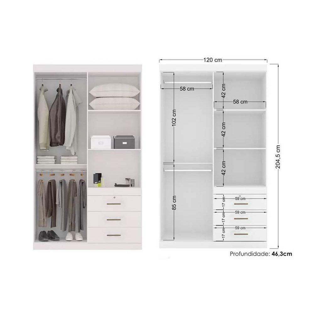 Miniatura Guarda Roupa 4 Portas E 3 Gavetas Havana Plus 4.3 Branco - Santos Andirá