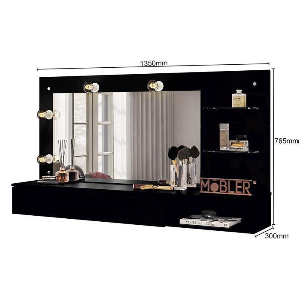 Miniatura Penteadeira Camarim Suspensa Essenza Preto Fosco - Pr Móveis Preto Fosco