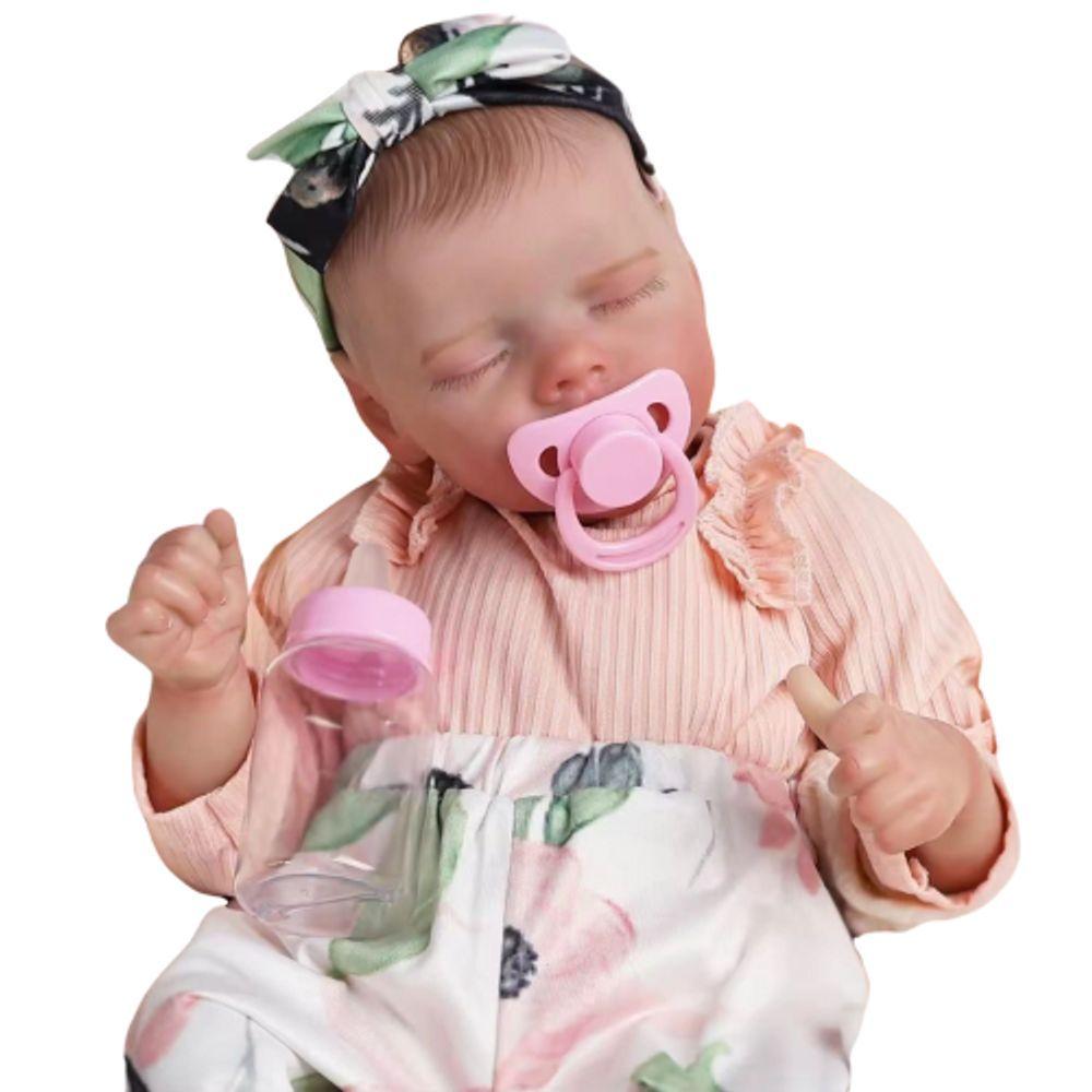 Miniatura Bebê Reborn Menina Dormindo Olhos Fechados Artesanal Realista