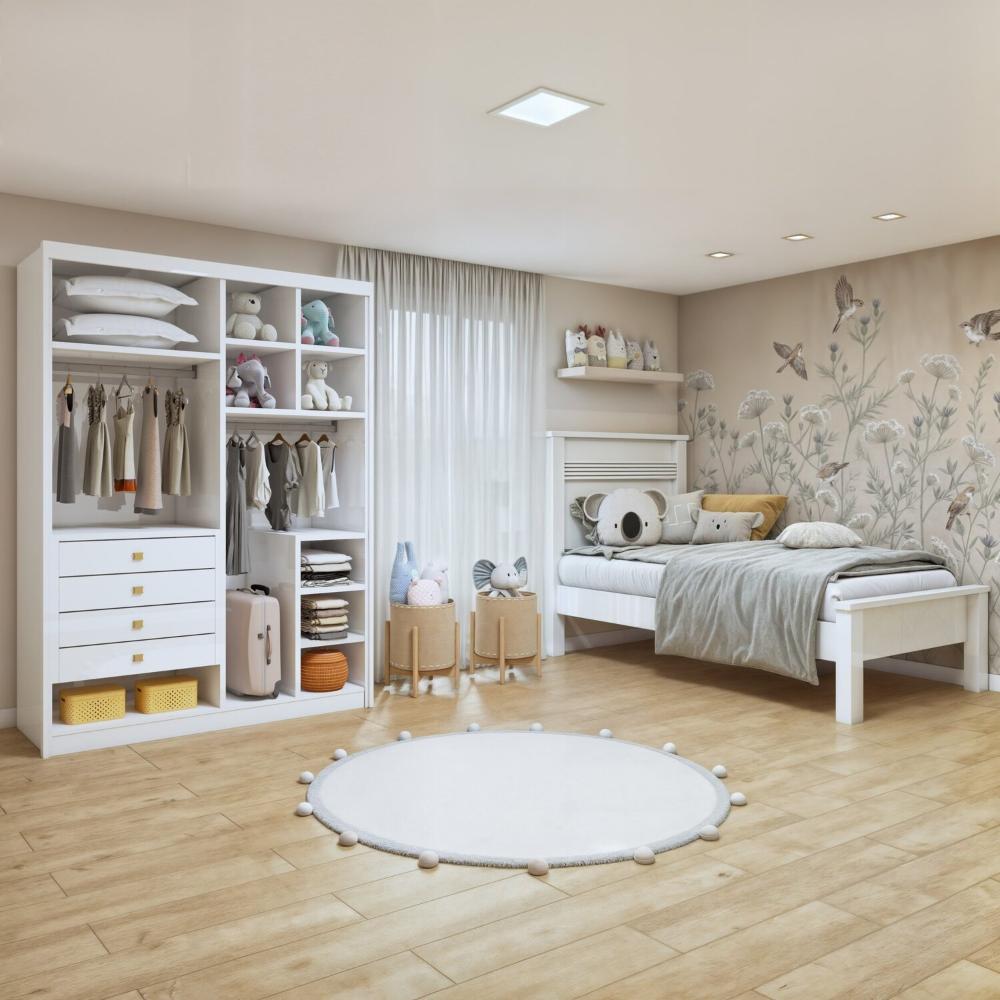 Miniatura Quarto Infantil Completo Closet Eloá e Cama Irlanda Branco