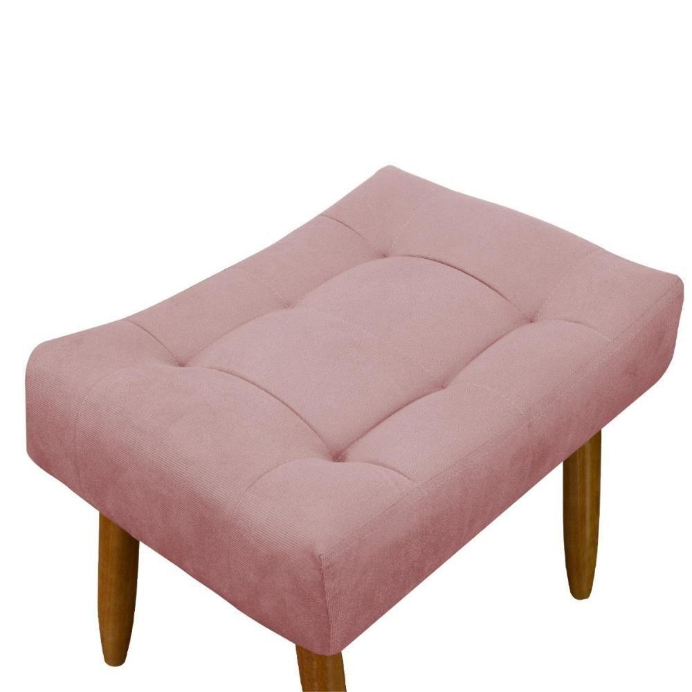 Miniatura Puff Banqueta Decorativo Pés Madeira Rosa