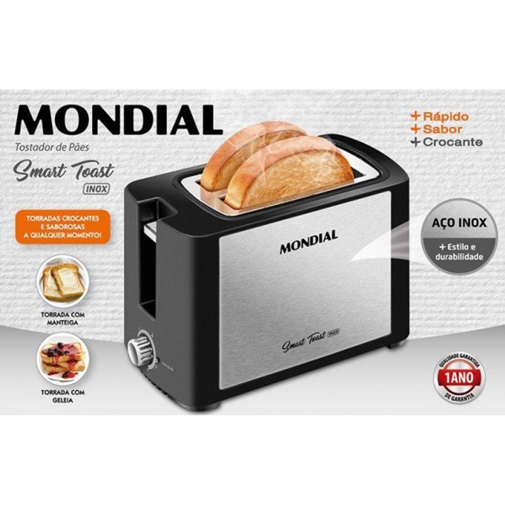 Miniatura Torradeira Tostador De Paes Inox 6 Níveis Mondial 800w 220V