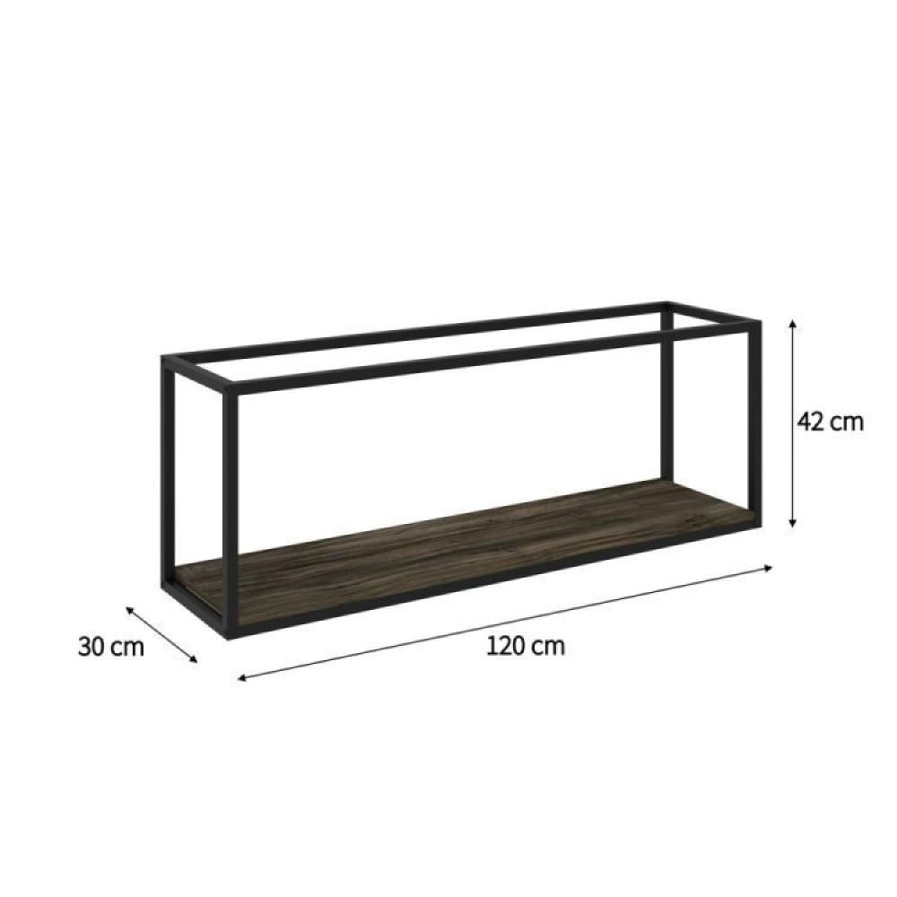 Conjunto Rack para TV até 50 Polegadas 1 Nicho Aéreo Estilo Industrial Active Yescasa Carvalho Dark