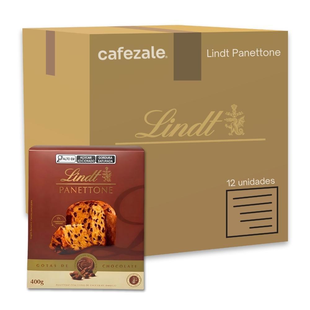 Miniatura Panetone Lindt Gotas De Chocolate Suiço Kit 12 Unidades 400G