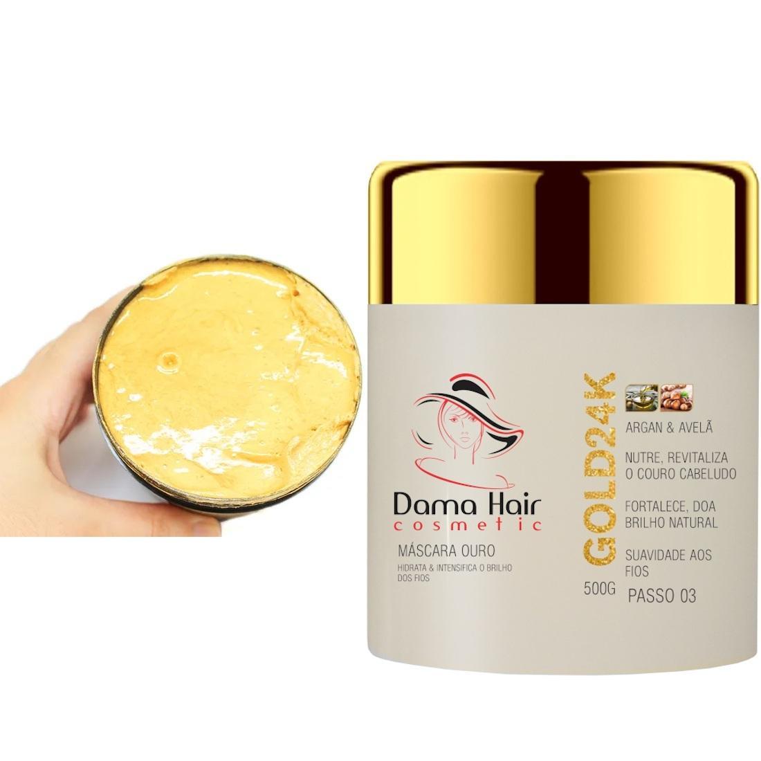 Miniatura Kit Selagem Térmica Capilar Gold 24K Da Dama Hair (4 Itens)