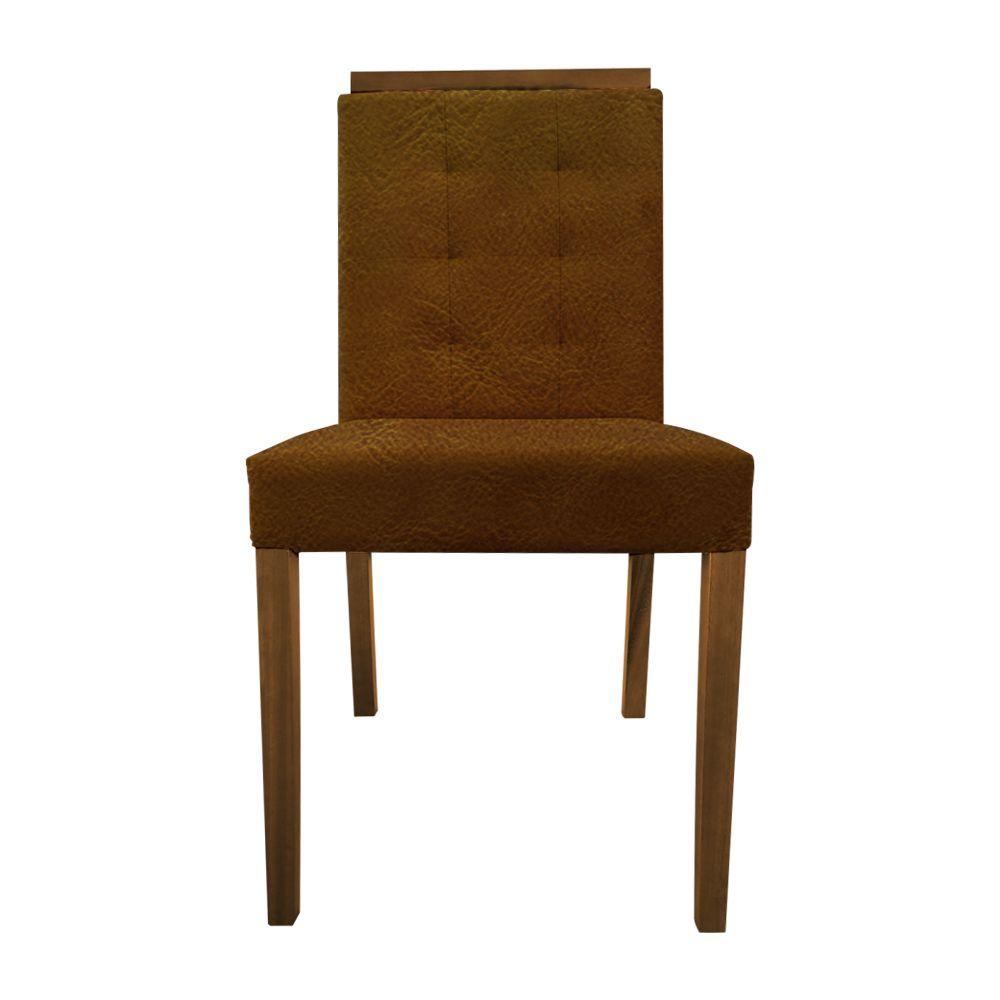 Miniatura Kit 4 Cadeiras De Jantar Vitória Estofado Em Tecido Sintético Caramelo Base Madeira Maciça Mel