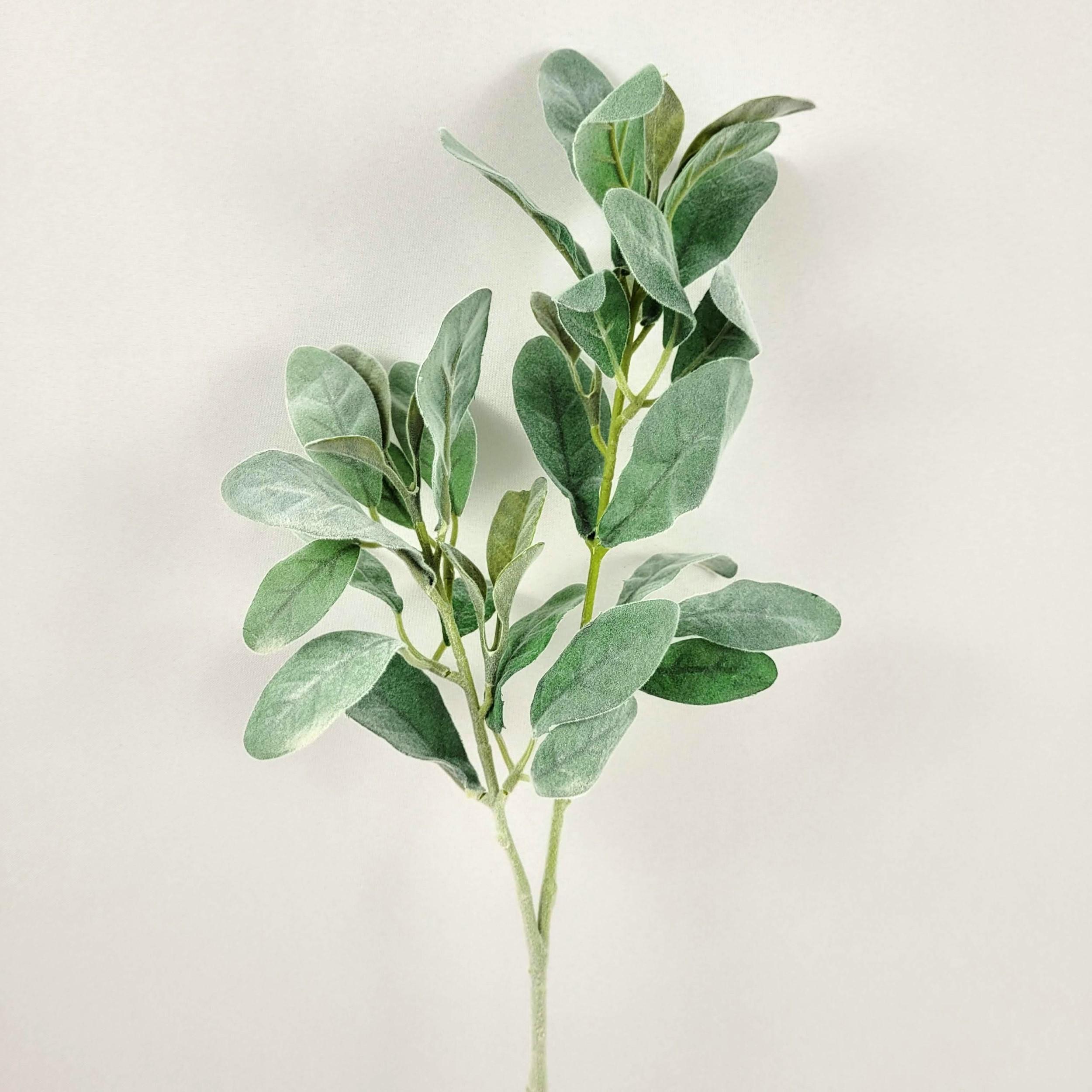 Miniatura Folha De Orelha De Cordeiro Flocada 73Cm Planta Artificial G
