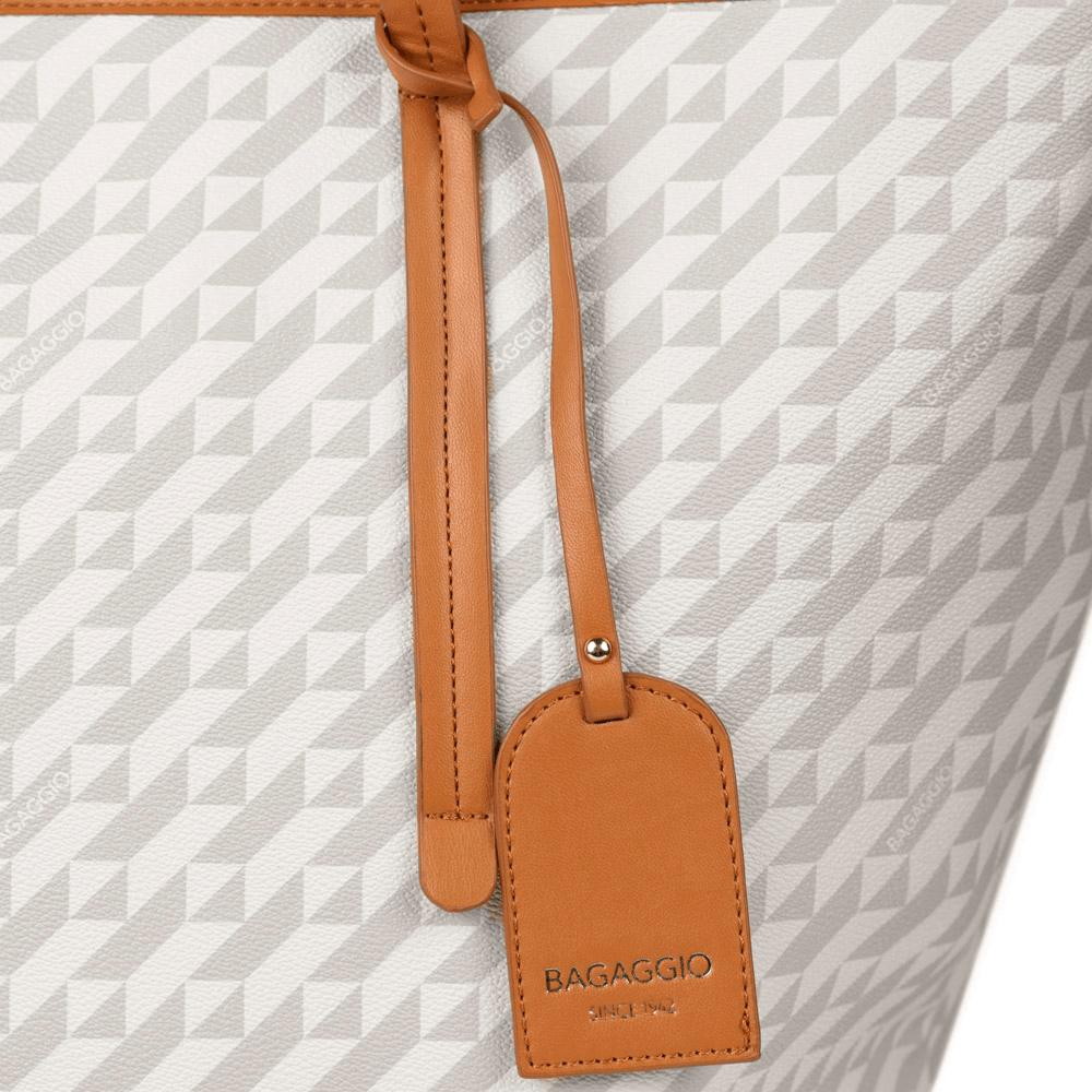 Bolsa de Ombro Feminina Tote Monograma BG Bege Bege - G