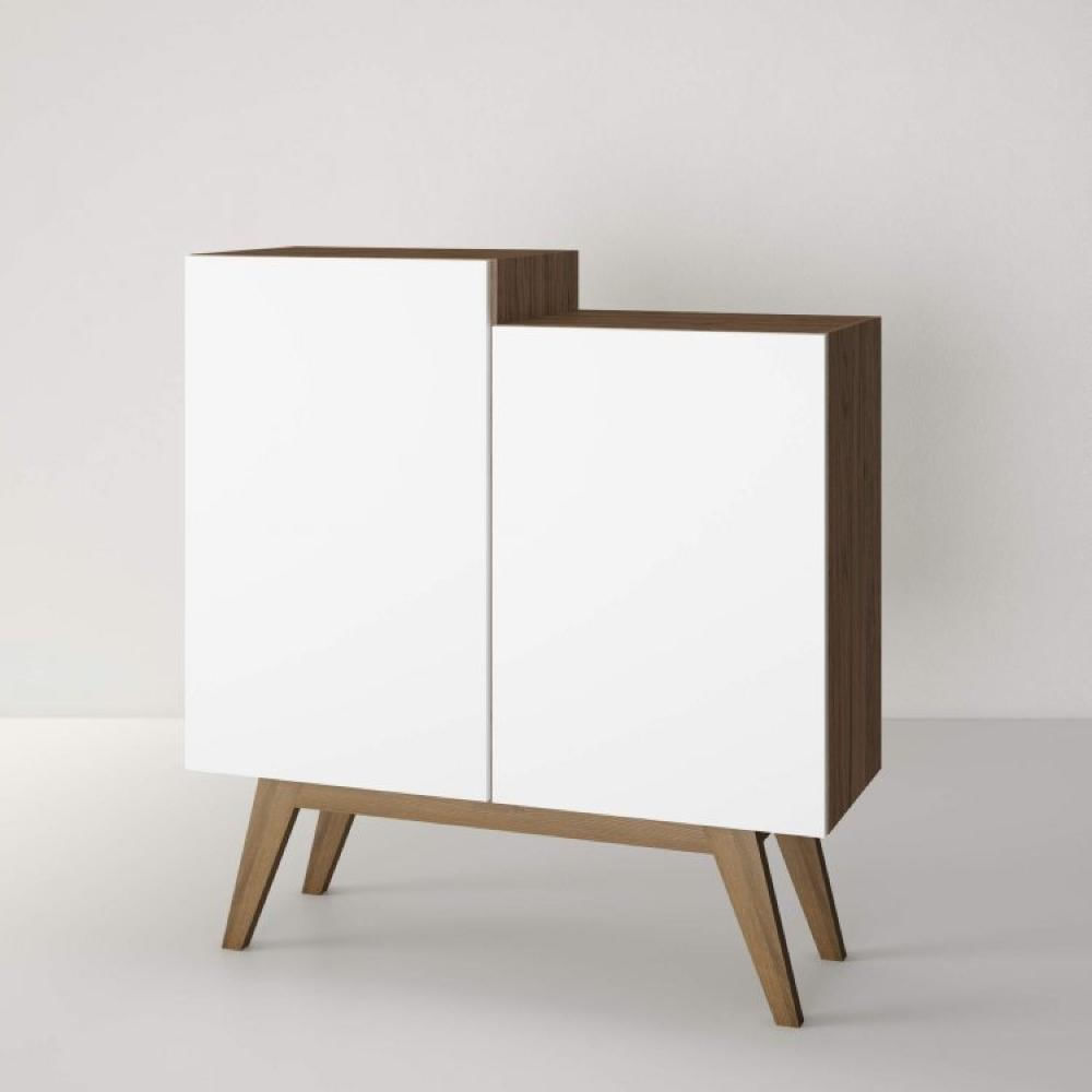 Conjunto Rack para TV até 48 Polegadas 2 Portas e Buffet 2 Portas Modern Estilare Branco/Madeirado/Off White