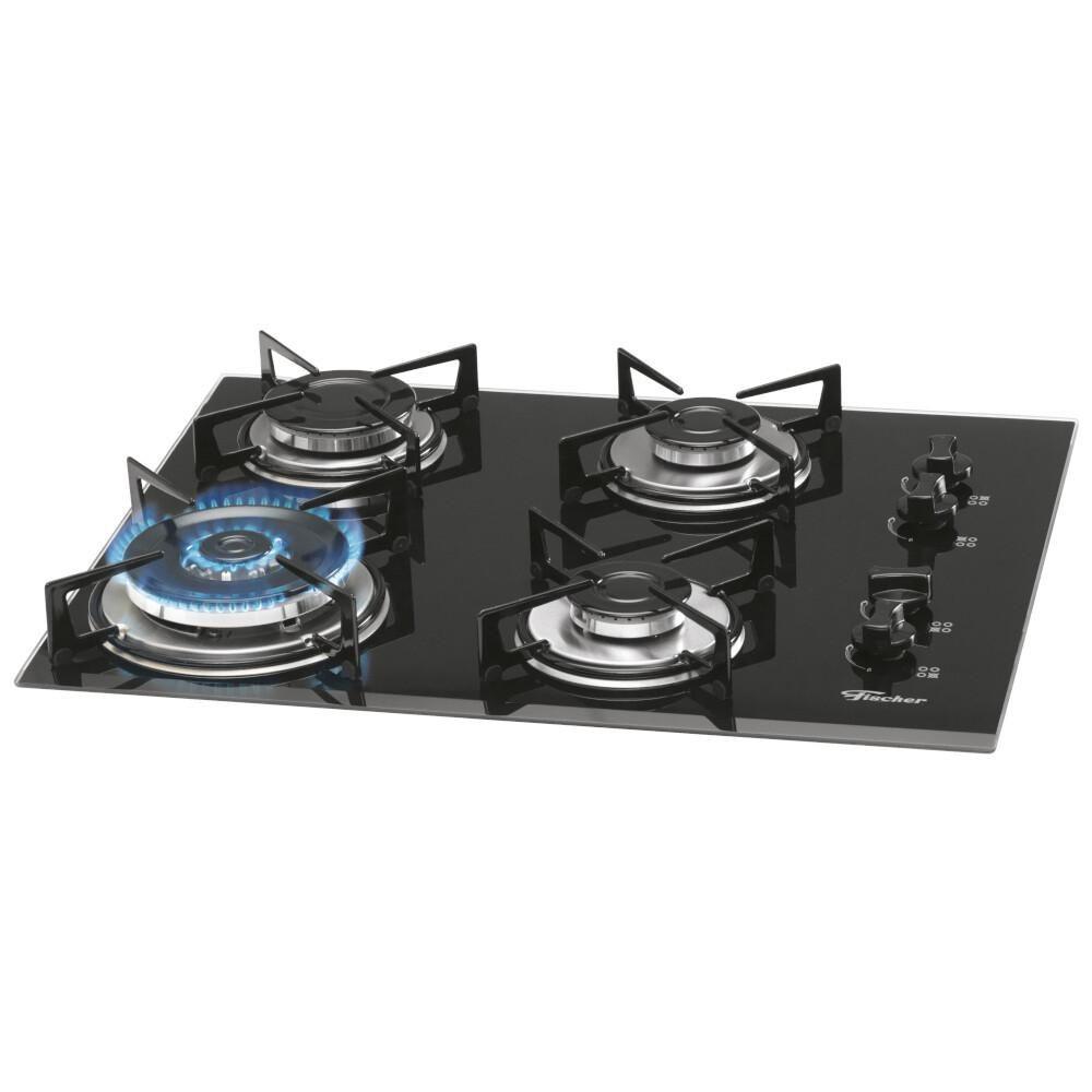 Miniatura Cooktop 4 Queimadores Tripla Chama Gás Mesa Vidro Bivolt Bivolt