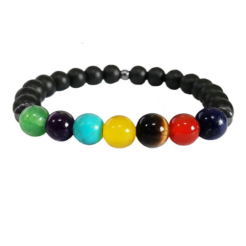 Miniatura Pulseira Masculina Pedra Ágata Matte e 7 Chakras