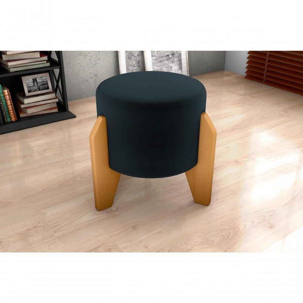 Miniatura Puff Decorativo Descanso Luxo Orginal Premium Veludo Preto Matrix