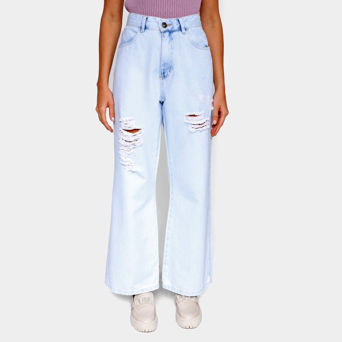 Miniatura Calça Jeans Polo Wear Wide Leg Feminina Azul - 36