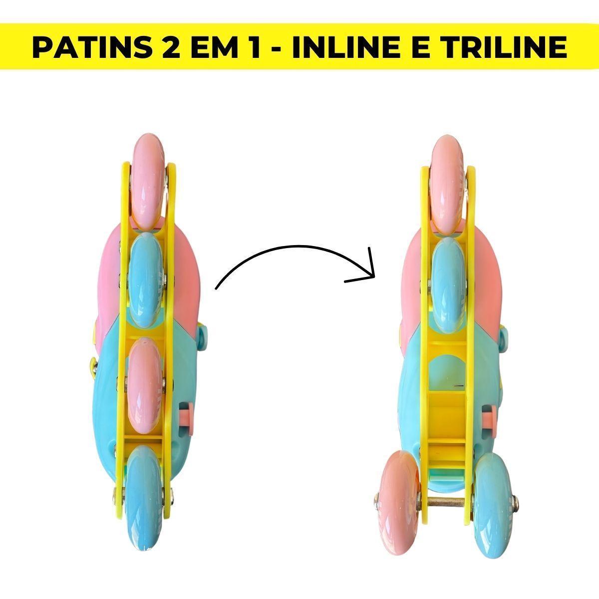 Miniatura Patins Triline Inline Tam Ajustável 30-33 Unicórnio Glumi