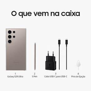 Smartphone Samsung Galaxy S24 Ultra Titânio Cinza 256GB, Inteligência Artificial, Tela de 6.8", 12GB RAM, S Pen, Processador Snapdragon 8 Gen 3