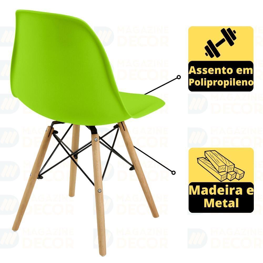 Conjunto Mesa De Jantar Retangular Luiza 135cm Natural Com 4 Cadeiras Eames Eiffel - Verde