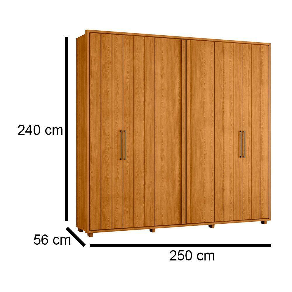 Miniatura Guarda-roupa Casal Miró Ripado Com Escada 6 Portas 4 Gavetas - 7 Decor Cinamomo