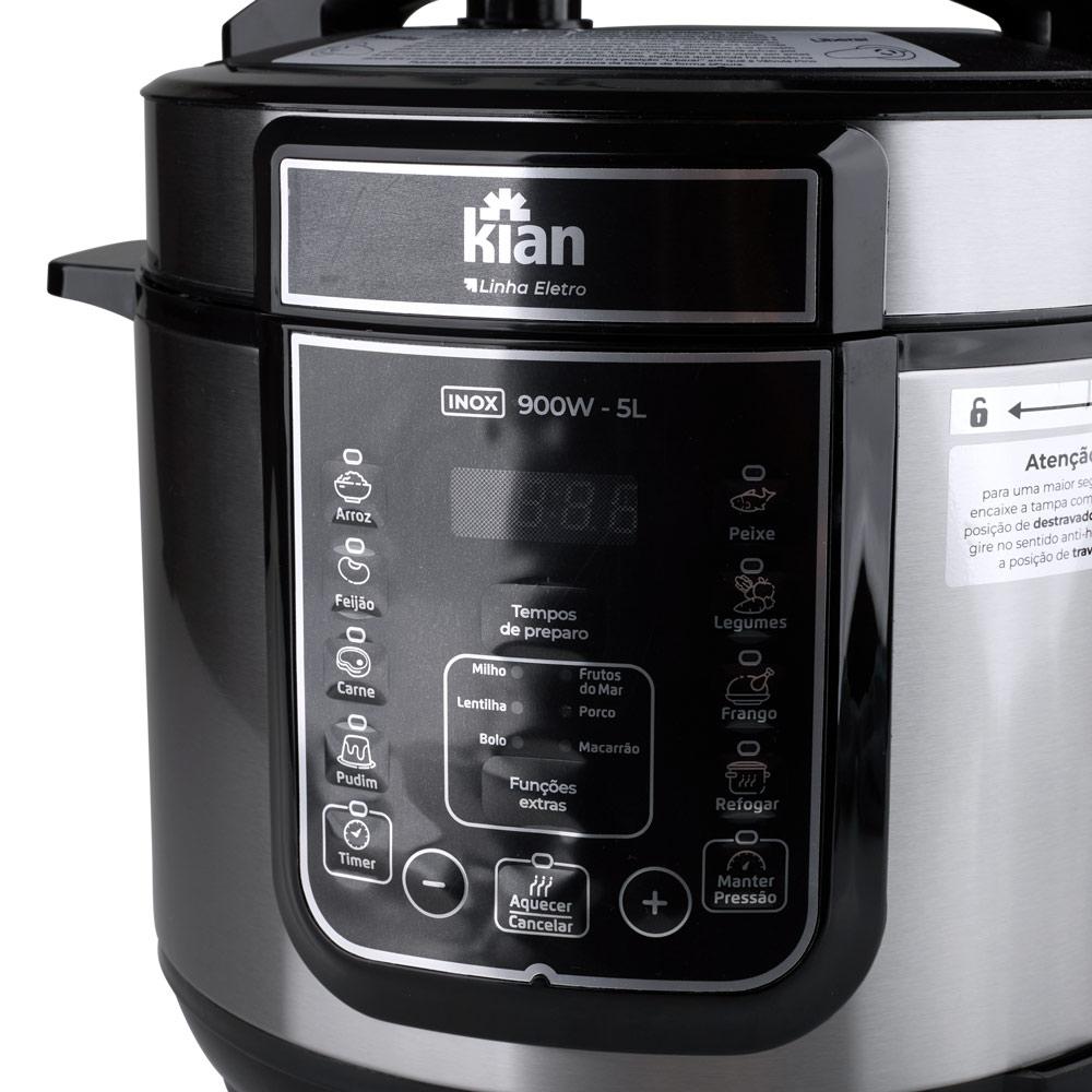 Panela de Pressão Elétrica 5L Kian PPE-101 Preta com Prata 127V Preto - 127V