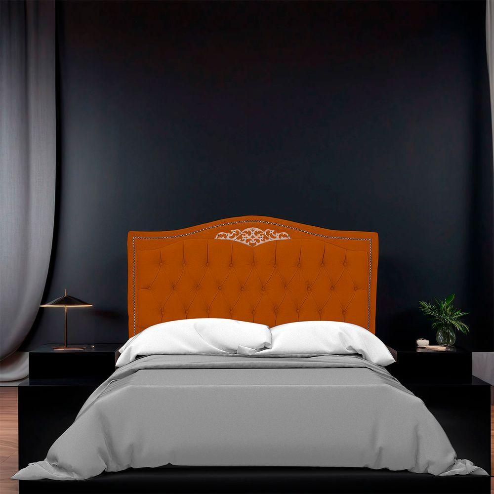Miniatura Cabeceira Casal Queen Size Estofada Para Cama Box Maitê Veludo Cor Terracota
