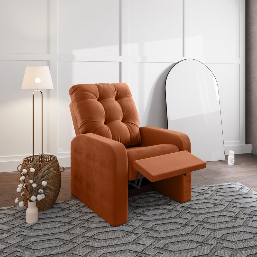 Miniatura Poltrona Reclinável do Papai em Suede Laranja