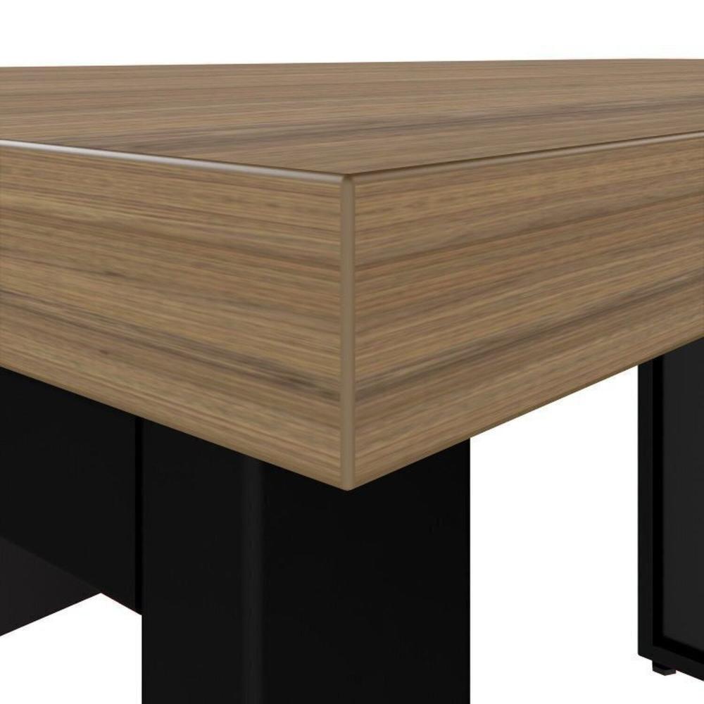 Mesa para Escritório Diretor em L 120x150cm Marrom/Preto