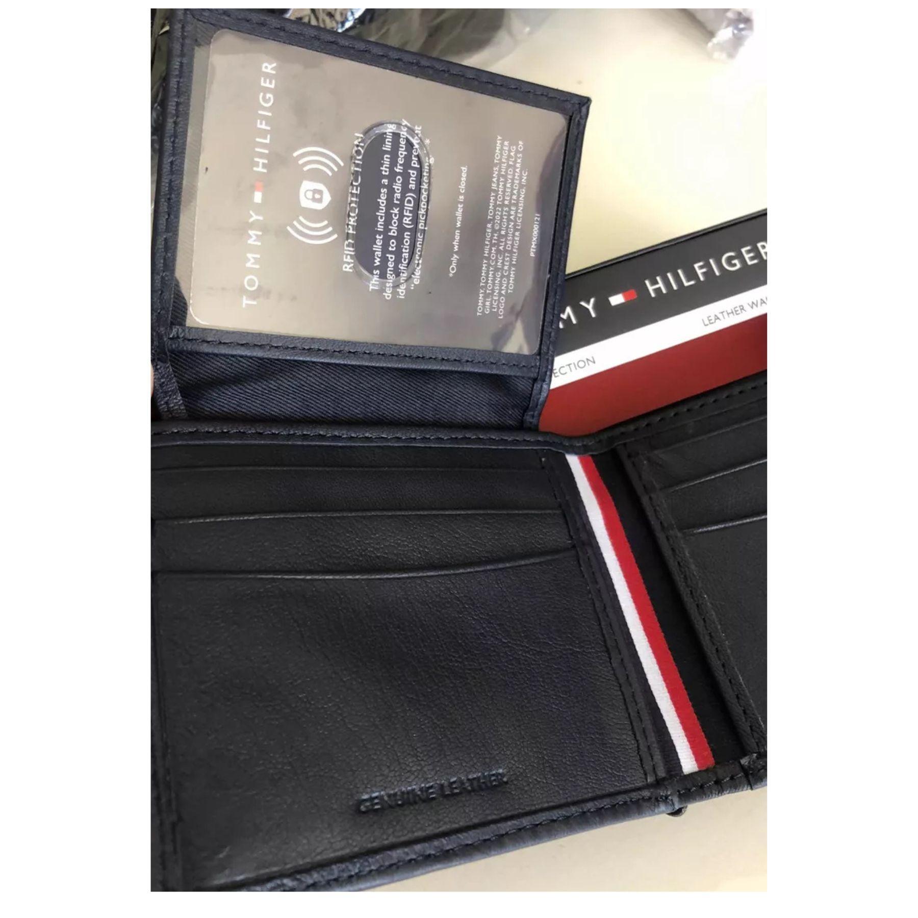 Miniatura Carteira Tommy Hilfiger Masculina Preta Billfold Com Detalhe