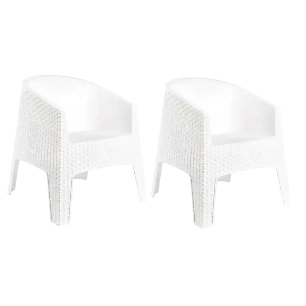 Miniatura Conjunto 2 Poltronas Rattan Ibiza + Mesa Capri Branca